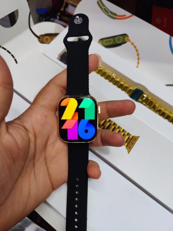 24K Gold Series9 HD Curved Display, Dual Strap, Bluetooth Calling Smartwatch  (golden chain Strap black) - Image 4