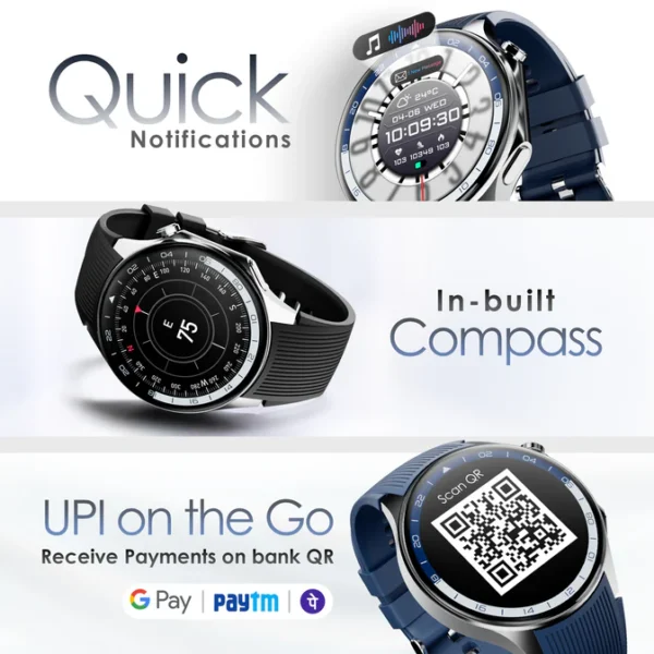 pebble Watch1.43" AMOLED Display Smartwatch | Always-On Display, Bluetooth Calling, Health & Fitness, Feather Touch, - Image 2