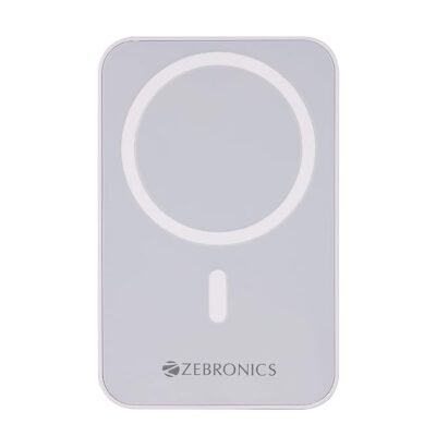ZEBRONICS MW63 Wireless Power Bank, 10000 mAh, Rapid Charge, Magsafe, Outputs – 20W Wired | 15W Wireless,