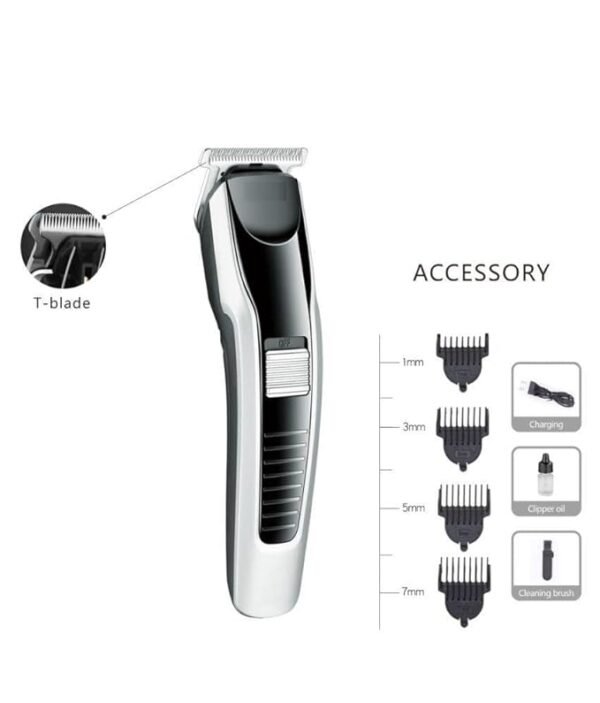 538 H T C TRIMMER Rechargeable Professional Hair Trimmer Trimmer 45 min Runtime 4 Length Settings  (Silver) - Image 2
