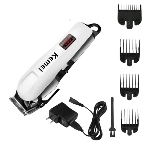 KM-809A Man's Trimmer And Electric Hair Clipper For Men | White & Black - Image 2