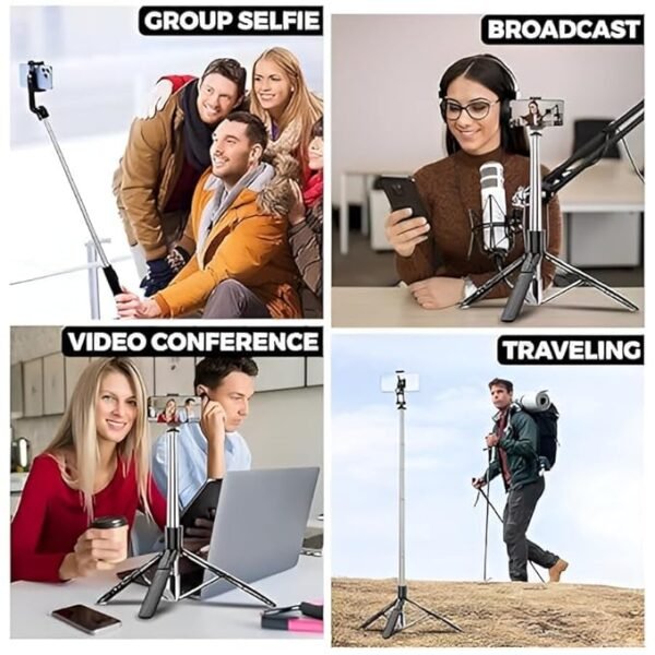 R1-L Selfie Stick Tripod 67 Inch Long with Bluetooth Remote & Stable Base – 3-in-1 Multifunctional - Image 5