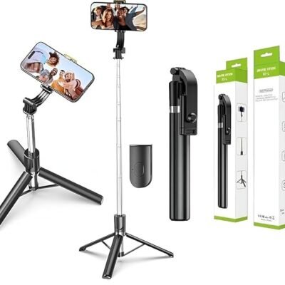 R1-L Selfie Stick Tripod 67 Inch Long with Bluetooth Remote & Stable Base – 3-in-1 Multifunctional