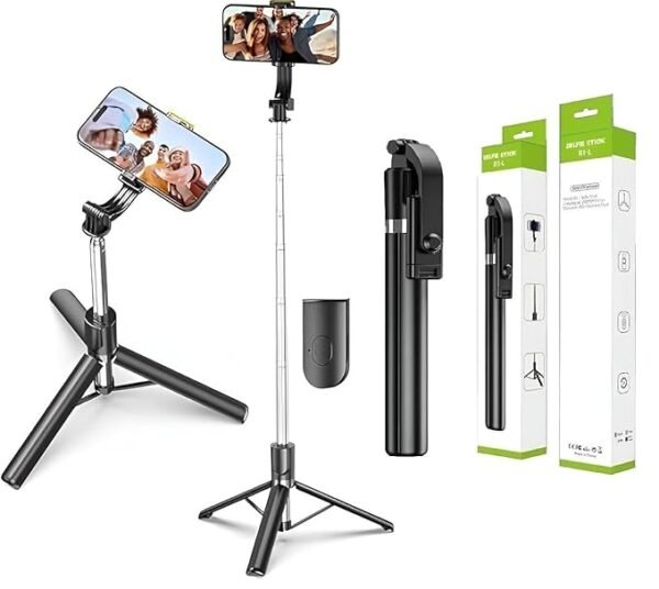 R1-L Selfie Stick Tripod 67 Inch Long with Bluetooth Remote & Stable Base – 3-in-1 Multifunctional