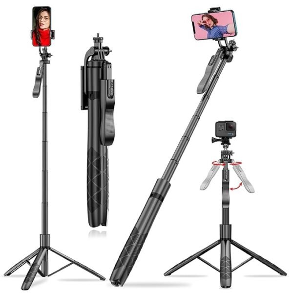 L16 Long Selfie Stick with Tripod Stand for Mobile Phone, Up to 61 Inch, 4 in 1 Tripod - Image 3