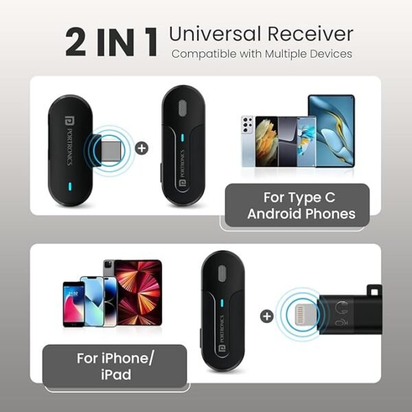 Vlogmate 2 Dual Wireless Microphone with  Noise Cancellation , Wireless Mic for Video Recording,Live  Android/iPhone - Image 3