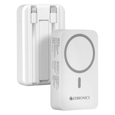 ZEBRONICS EnergiSafe 10R2, Magsafe 15W Wireless Power Bank, 10000 mAh, 22.5W Super Fast Charging