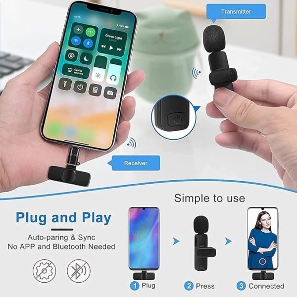2-in-1 K8 Wireless Clip Microphone – Portable Mini Mic with Universal Type-C for All Devices - Image 3
