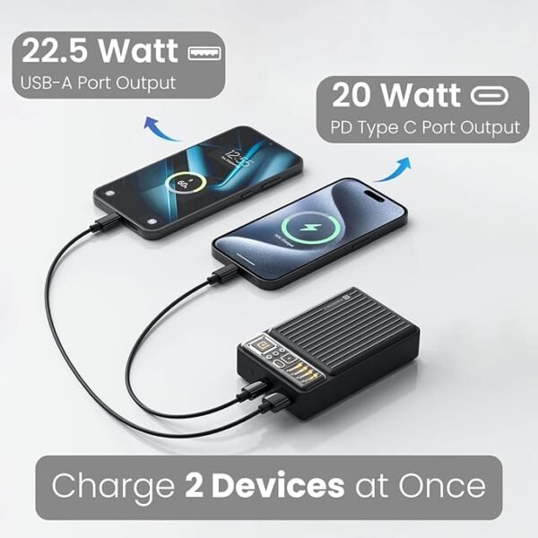 Portronics Luxcell Wireless Mini 20k 20000mAh 15W Magnetic Wireless Fast Charging Power Bank with 22.5 Wired Output - Image 5