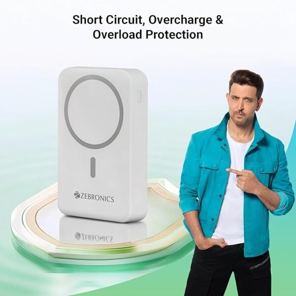 ZEBRONICS EnergiSafe 10R2, Magsafe 15W Wireless Power Bank, 10000 mAh, 22.5W Super Fast Charging - Image 2