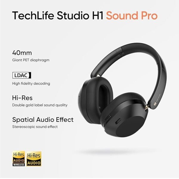 Realme  TechLife Studio H1 Over The Ear Over Ear Wireless Headphone with 70Hours Playtime 360° Spatial Audio - Image 3