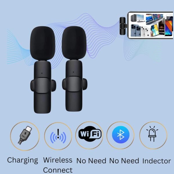 K9 Wireless Collar Mic Type-C Lavalier Lapel Mike with Noise Reduction  Live, Video Recording, Creator Mic. - Image 4