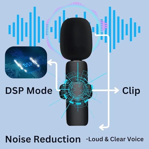 K9 Wireless Collar Mic Type-C Lavalier Lapel Mike with Noise Reduction  Live, Video Recording, Creator Mic. - Image 3