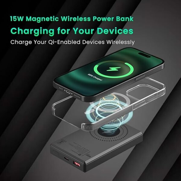 Portronics Luxcell MagClick 10k 10000 mAh 15W Magnetic Wireless Fast Charging Power Bank Premium Finish - Image 5