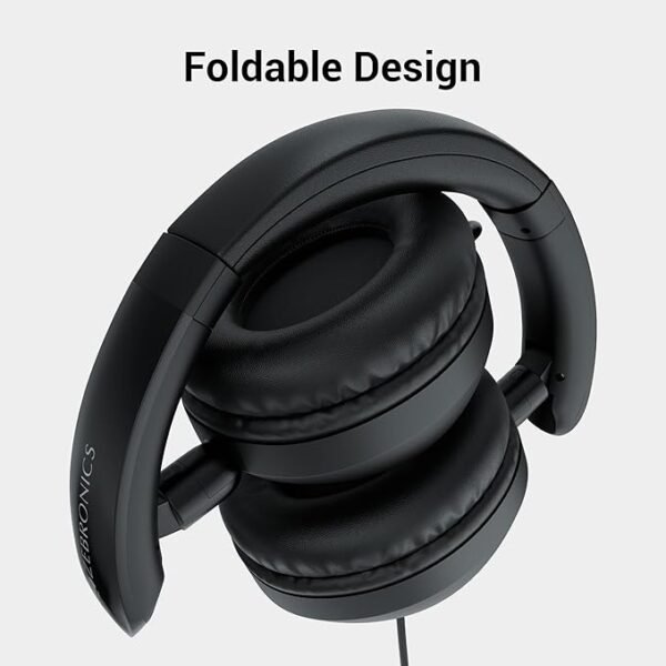 ZEBRONICS Boom Wired Headphone, Over Ear, in-Line MIC, Foldable, 1.5 Meter Cable, for Soft Cushion, 40mm Drivers (Black) - Image 4