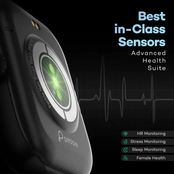 pebble Neo 1.99" True HD Display, BT Calling, Heart Rate Monitoring, Rotating Crown, Light Weight Design, Alarm - Image 3