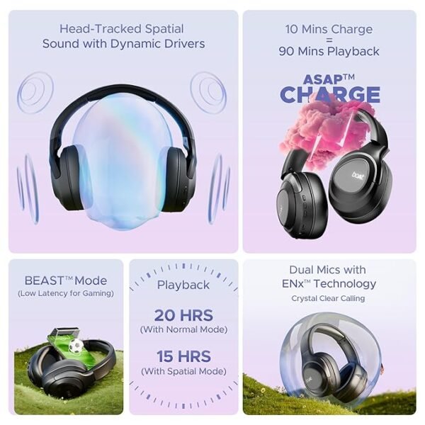 boAt Nirvana Eutopia Bluetooth Over Ear Headphones with Head Tracking Function - Image 5