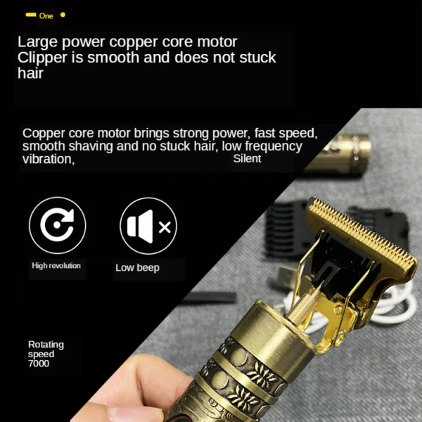 Vintage T9 Trimmer for Men Beard, Mustache, Head, Body Grooming Professional Hair Clipper Rechargeable Hair Trimmer, - Image 4