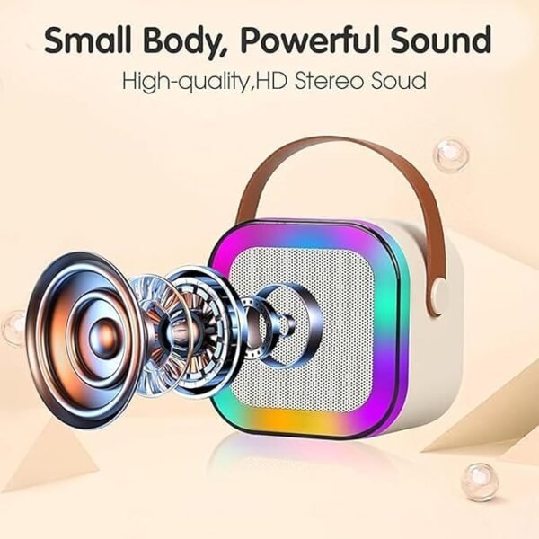 Prem Mobile K12 Wireless Karaoke Sound System Speaker with Mic | Mini & Portable Speaker RGB Light - Image 3