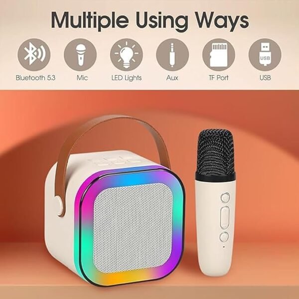 Prem Mobile K12 Wireless Karaoke Sound System Speaker with Mic | Mini & Portable Speaker RGB Light - Image 2