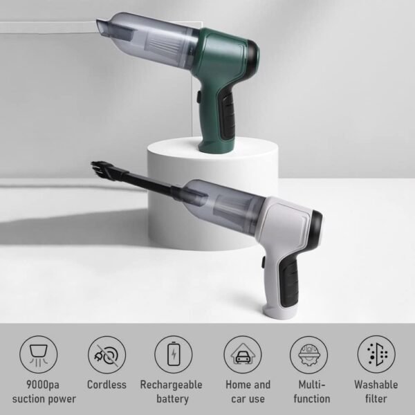 Prem Mobile  Car Vacuum Handheld Cordless Cleaner Portable Mini A Duster & Hand Pump - Image 2