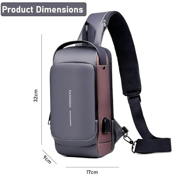Sling Bag for Men & Women – Stylish Crossbody Chest Bag with Anti-Theft Lock, USB Charging Port, Water - Image 7