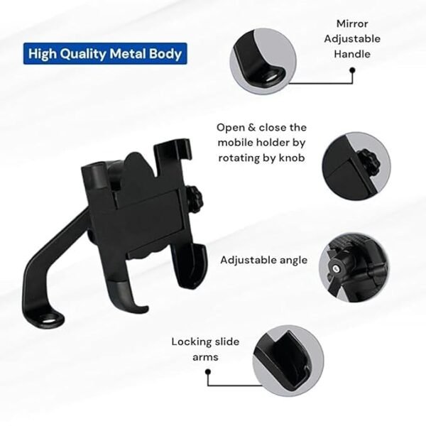 Prem Mobile Full Metal Body Universal C2 Mobile Holder 360° Degree Rotatable Phone Stand for Maps & GPS - Image 4