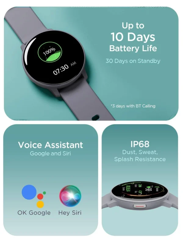 boAt Lunar Connect with Enx Technology For Bt Calling & 1.28 HD Round Display Smartwatch - Image 3