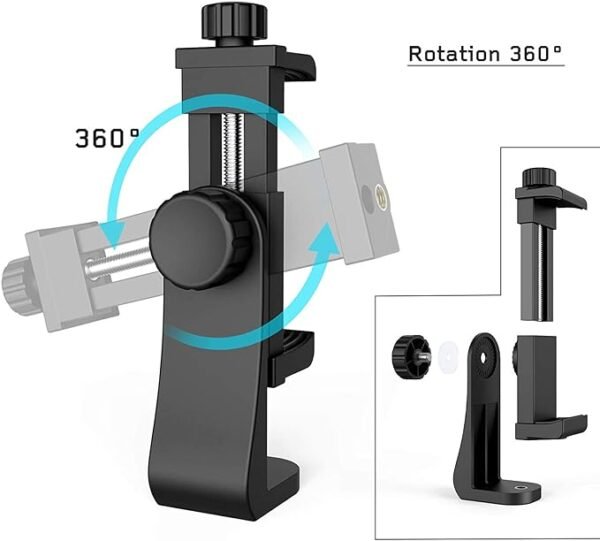 Prem Mobile 360° Degree Cell Phone Holder with Adjustable Clamp Phone Tripod Mount Adapter Compatible - Image 3