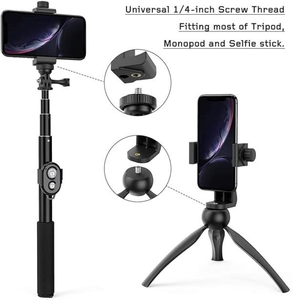 Prem Mobile 360° Degree Cell Phone Holder with Adjustable Clamp Phone Tripod Mount Adapter Compatible - Image 4