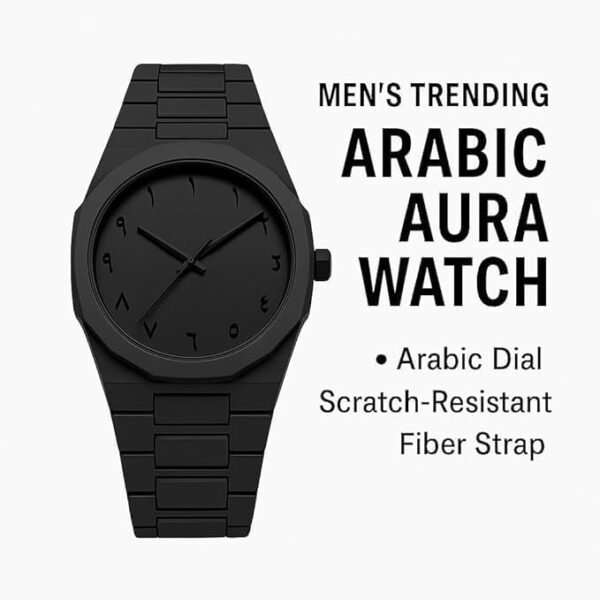 Aura Men's Watch with Arabic Numerals Matte Black Minimalist Analog Watch | Trending Wristwatch - Image 3