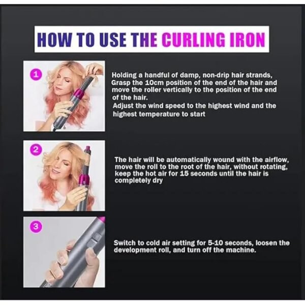 5-in-1 Hot Air Brush Styler | 1000W Heating Hair Dryer & Curler Comb - Image 3