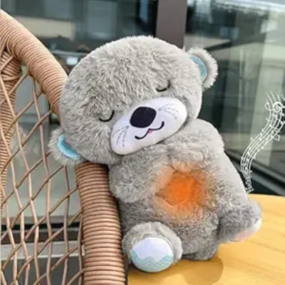 Breathing Soft Teddy Bear Plush Sound Machine Baby Gift with Music, Lights
