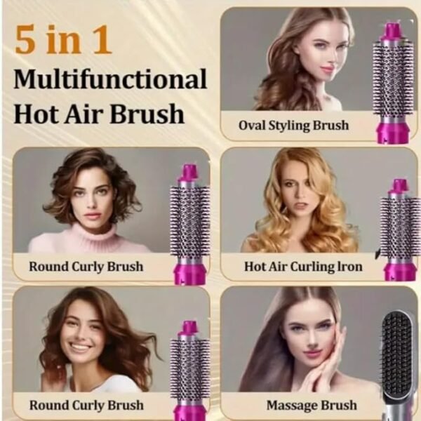 5-in-1 Hot Air Brush Styler | 1000W Heating Hair Dryer & Curler Comb - Image 2