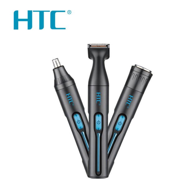 HTC AT-038 Stainless Steel Silver Nose and Ear Hair Trimmer Eyebrow Shaving Nose Ear Trimmer 3 in 1 Kit - Image 2