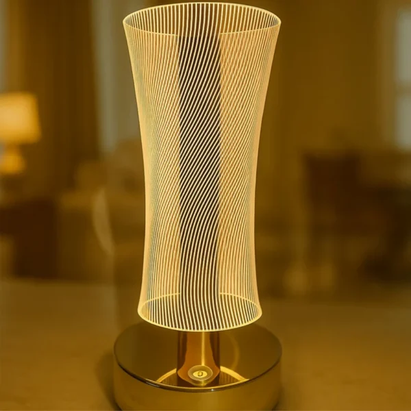 Artistic Spiral Glow Acrylic LED Night Lamp with Golden Touch Base – Elegant Mood Light for Bedroom, Lounge & Workspace - Image 3