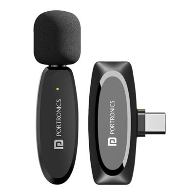 Portronics Dash 7 Omnidirectional Type C Wireless Microphone, Noise Cancellation, Plug & Play, Lapel Wireless Mic