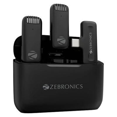 Zebronics  Wavlet 50 Wireless Lavalier Mic with Type-C Charging Case, 2.4GHz Type-C Interface